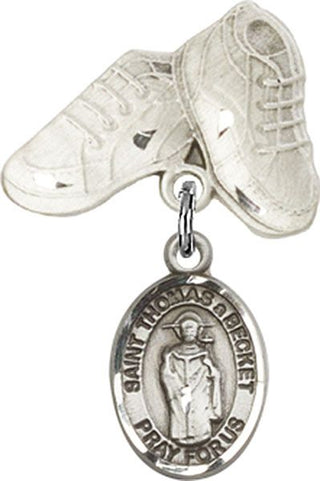Sterling Silver Baby Boots St. Thomas A Becket Baby Badge - Engravable