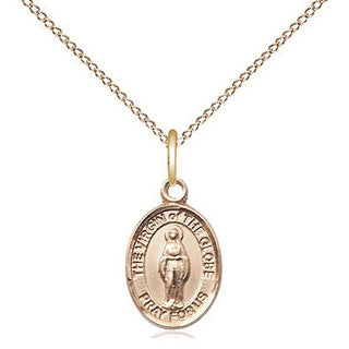 14kt Gold Virgin of the Globe Medal Engraved Catholic Saint Jewelry