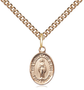 14kt Gold Virgin of the Globe Medal Engraved Catholic Saint Jewelry