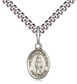 Pewter Virgin of the Globe Medal Religious and Catholic Jewelry Engraved Catholic Saint Jewelry
