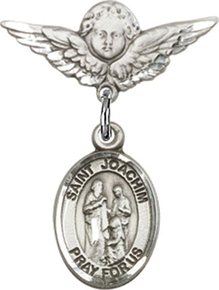 Sterling Silver Small Angel w/Wings St. Joachim Baby Badge - Engravable
