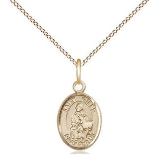 14kt Gold Saint Giles Medal Engraved Catholic Saint Jewelry
