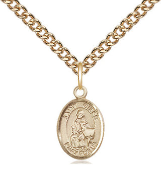 14kt Gold Saint Giles Medal Engraved Catholic Saint Jewelry