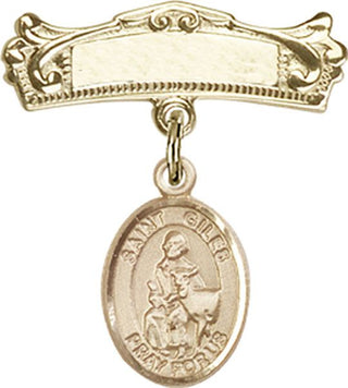 14kt Gold Badge Pin St. Giles Baby Badge - Engravable