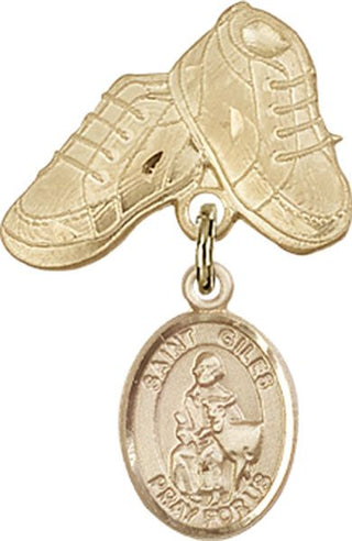 14kt Gold Baby Boots St. Giles Baby Badge - Engravable