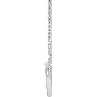 Sterling Silver .0025 CT Natural Diamond Heart & Cross 18" Necklace