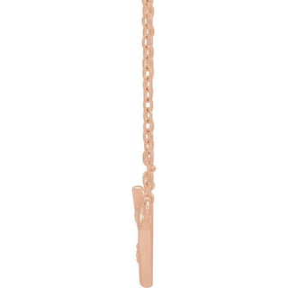 14K Rose .0025 CT Natural Diamond Heart & Cross 18" Necklace