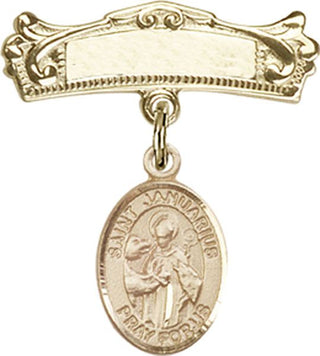 14kt Gold Filled Badge Pin St. Januarius Baby Badge - Engravable