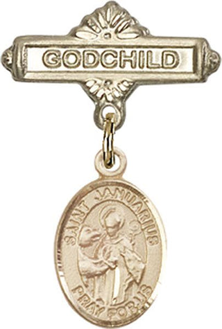 14kt Gold Filled Godchild St. Januarius Baby Badge - Engravable