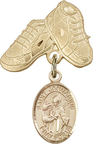 14kt Gold Filled Baby Boots St. Januarius Baby Badge - Engravable