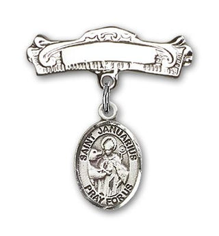 Sterling Silver Badge Pin St. Januarius Baby Badge - Engravable