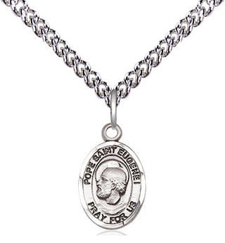 Sterling Silver Pope St Eugene I Medal Religious and Catholic Jewelry Engraved Catholic Saint Jewelry