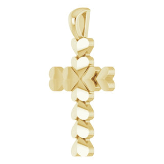14K Yellow 20.76x11.43 mm Heart Cross Pendant