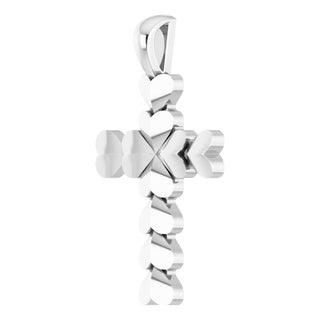 14K White 20.76x11.43 mm Heart Cross Pendant