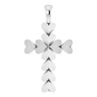 Sterling Silver 20.76x11.43 mm Heart Cross Pendant