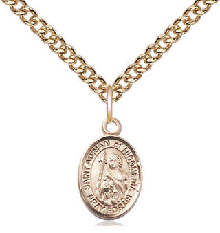 14kt Gold Saint Adrian of Nicomedia Medal Engraved Catholic Saint Jewelry