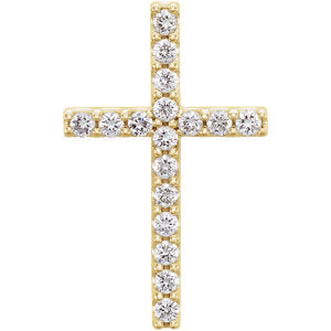 14K Gold 1/3 CTW Petite Diamond Cross Pendant