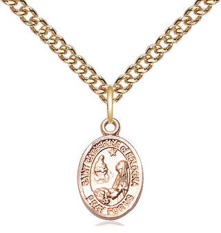 14kt Gold Saint Catherine of Bologna Medal Engraved Catholic Saint Jewelry