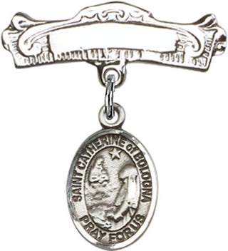 Sterling Silver Badge Pin St. Catherine of Bologna Baby Badge - Engravable