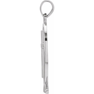 14K White 14x6 mm Fish with Cross Pendant