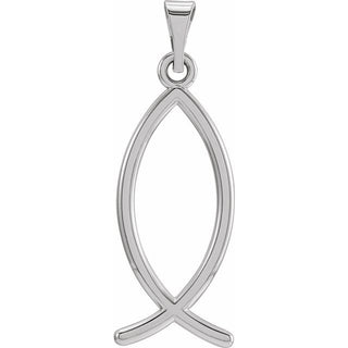14K White 24x9 mm Ichthus (Fish) Pendant 