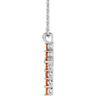 14K White Natural Citrine Cross 16-18" Necklace