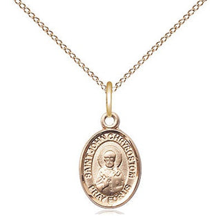 14kt Gold Filled Saint John Licci Medal Religious and Catholic Jewelry Engraved Catholic Saint Jewelry