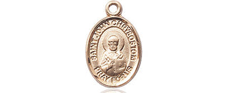 14kt Gold Saint John Licci Medal Engraved Catholic Saint Jewelry