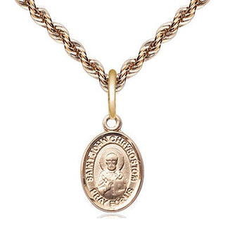14kt Gold Saint John Licci Medal Engraved Catholic Saint Jewelry