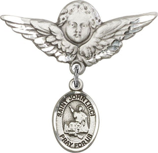 Sterling Silver Large Angel w/Wings St. John Licci Baby Badge - Engravable