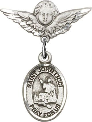 Sterling Silver Small Angel w/Wings St. John Licci Baby Badge - Engravable