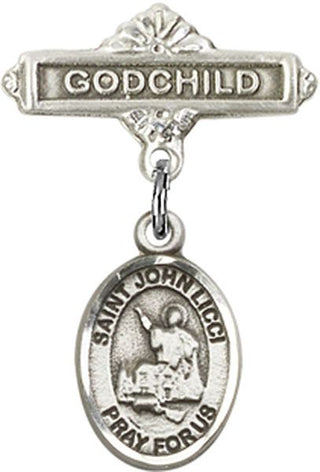 Sterling Silver Godchild St. John Licci Baby Badge - Engravable