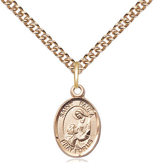 14kt Gold Filled Saint Paula Medal Religious and Catholic Jewelry Engraved Catholic Saint Jewelry