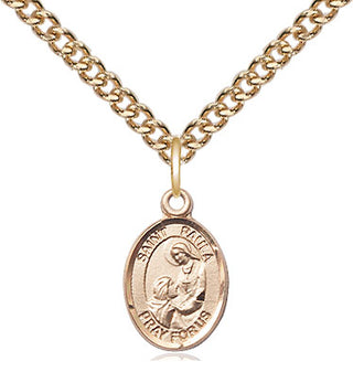 14kt Gold Saint Paula Medal Engraved Catholic Saint Jewelry