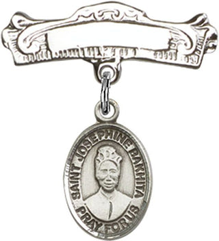 Sterling Silver Badge Pin St. Josephine Bakhita Baby Badge - Engravable