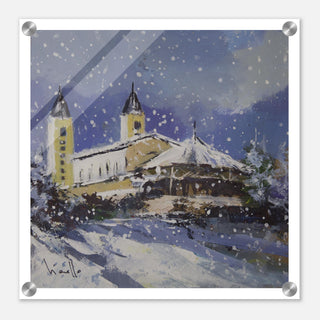 Medjugorje Church in Snow Acrylic Wall Plaque - view 4