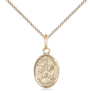 14kt Gold Saint Edwin Medal Engraved Catholic Saint Jewelry