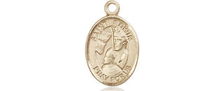 14kt Gold Saint Edwin Medal Engraved Catholic Saint Jewelry