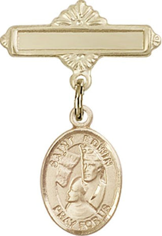 14kt Gold Filled Polished Badge Pin St. Edwin Baby Badge - Engravable
