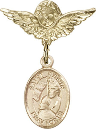 14kt Gold Filled Small Angel w/Wings St. Edwin Baby Badge - Engravable