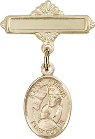 14kt Gold Polished Badge Pin St. Edwin Baby Badge - Engravable