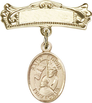 14kt Gold Badge Pin St. Edwin Baby Badge - Engravable
