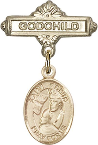 14kt Gold Godchild St. Edwin Baby Badge - Engravable