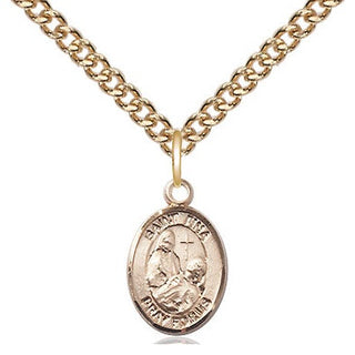 14kt Gold Filled Saint Fina Medal Religious and Catholic Jewelry Engraved Catholic Saint Jewelry