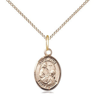 14kt Gold Saint Fina Medal Engraved Catholic Saint Jewelry