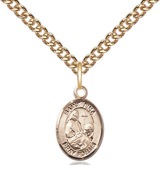 14kt Gold Saint Fina Medal Engraved Catholic Saint Jewelry