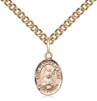 14kt Gold Saint Frances of Rome Medal Engraved Catholic Saint Jewelry