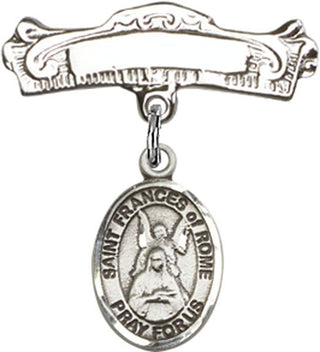 Sterling Silver Badge Pin St. Frances of Rome Baby Badge - Engravable