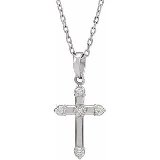 Platinum .07 CTW Natural Diamond Cross 16-18" Necklace