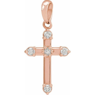 14K Rose .07 CTW Natural Diamond Cross Pendant